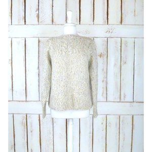 Vintage oatmeal ivory tan chunky knit pullover sweater woven cable knit